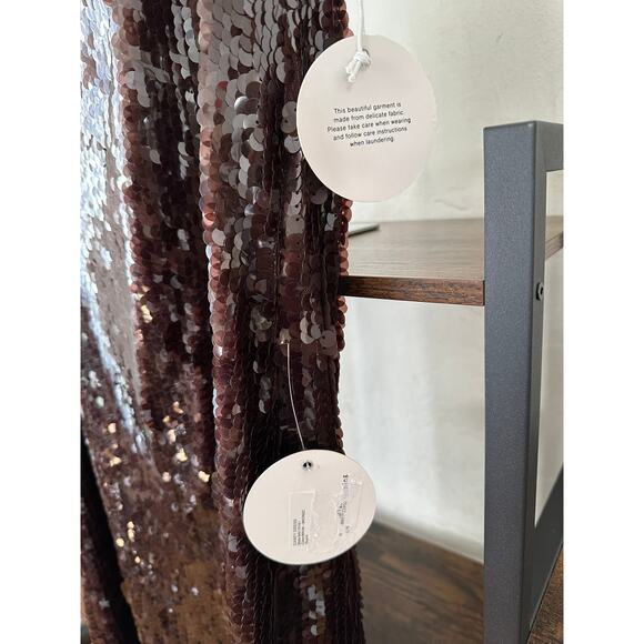 STAUD Casey Sequined Strapless Maxi Dress Bronze 6 - Picture 2 of 4